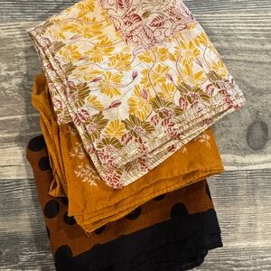 Madewell Floral and Polka Dot Scarves - Yellow, Black, White